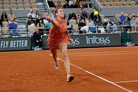 Aryna Sabalenka plays against Moyuka Uchijima